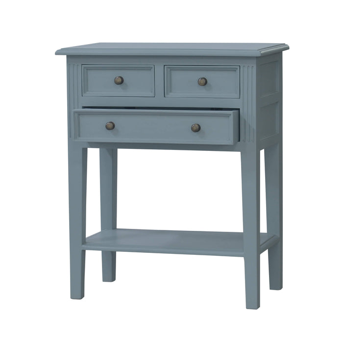 Bramble - Eton 3 Drawer Side Table in Frosted Blue, Light Distressed - US-WS-10598FRB----LDT