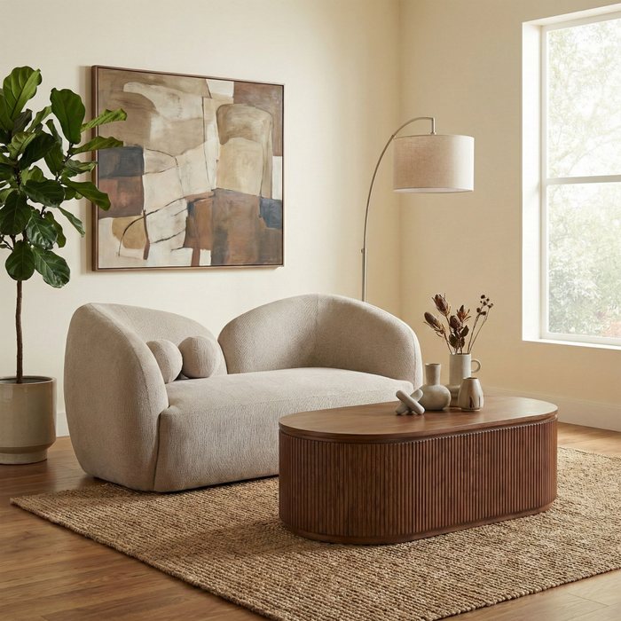 Meridian Furniture - Elowen 68" Beige Fabric Upholstered Loveseat - 107Beige-L - GreatFurnitureDeal