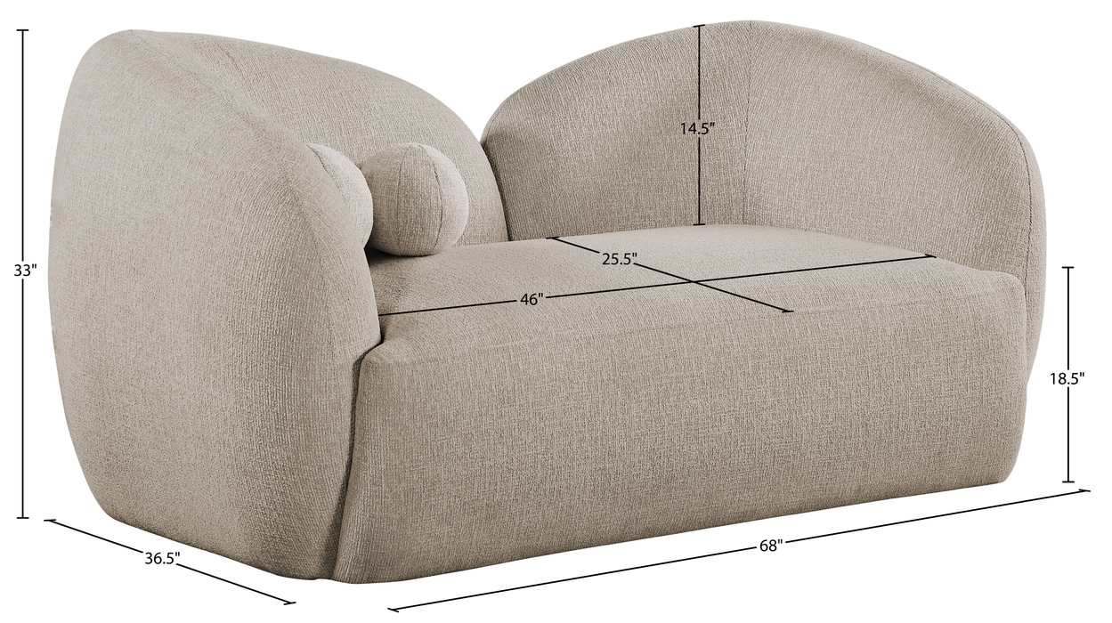 Meridian Furniture - Elowen 68" Beige Fabric Upholstered Loveseat - 107Beige-L - GreatFurnitureDeal