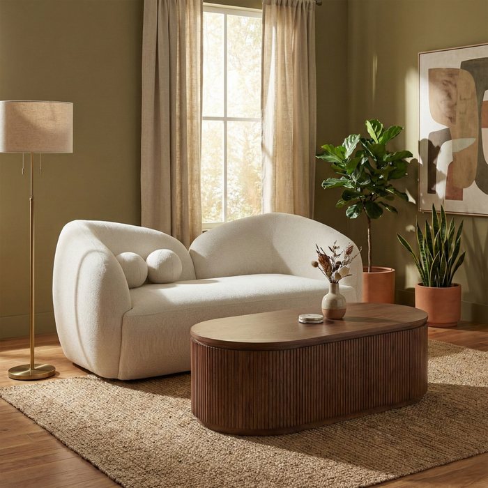 Meridian Furniture - Elowen 68" Cream Fabric Upholstered Loveseat - 107Cream-L - GreatFurnitureDeal