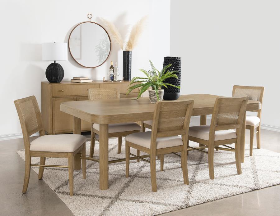 Coaster Furniture - Arini 7-Piece Extension Leaf Dining Table Set Sand Wash - 108931-S7W - GreatFurnitureDeal
