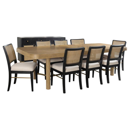 Coaster Furniture - Arini 9-Piece Extension Leaf Dining Table Set Sand Wash and Black - 108931-S9B - GreatFurnitureDeal
