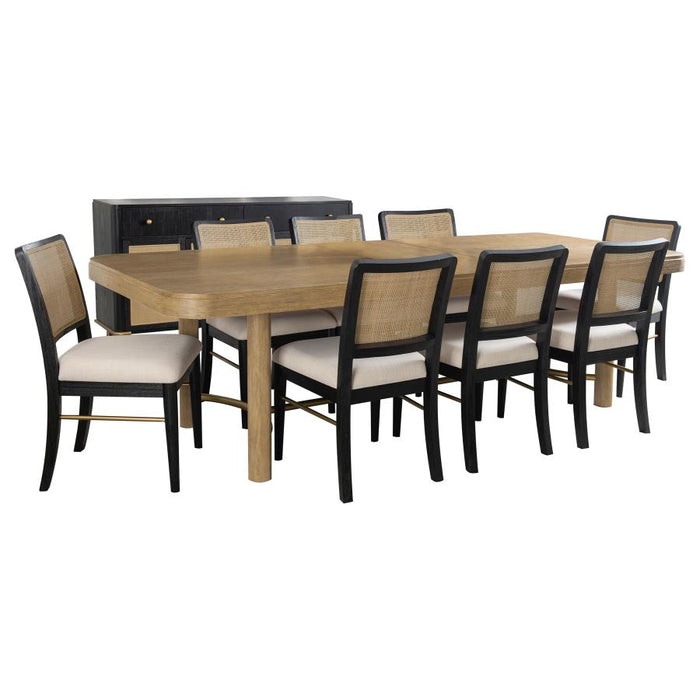 Coaster Furniture - Arini 9-Piece Extension Leaf Dining Table Set Sand Wash and Black - 108931-S9B - GreatFurnitureDeal