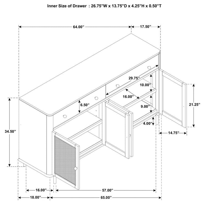 Coaster Furniture - Arini 2-Drawer Cane Door Dining Sideboard Server Black - 108935BLK - GreatFurnitureDeal