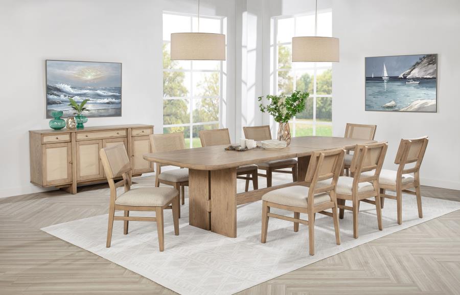 Coaster Furniture - Kailani 9-Piece Rectangular Wood Dining Table Set Beige Oak - 109381-S9 - GreatFurnitureDeal