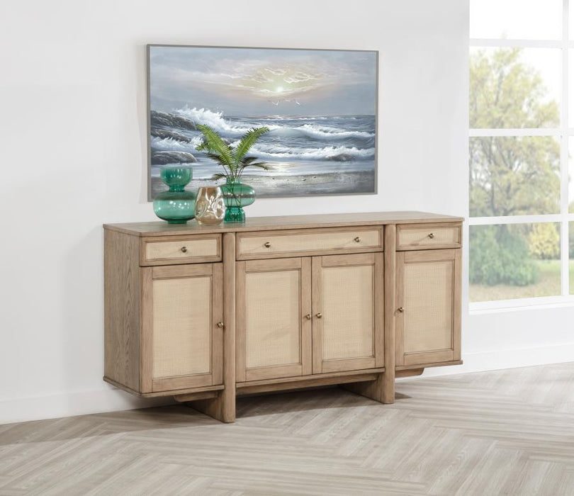 Coaster Furniture - Kailani 4-Door Cane Sideboard Buffet Cabinet Beige Oak - 109385 - GreatFurnitureDeal