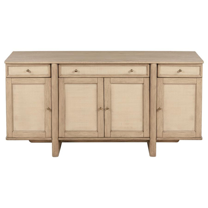 Coaster Furniture - Kailani 4-Door Cane Sideboard Buffet Cabinet Beige Oak - 109385 - GreatFurnitureDeal