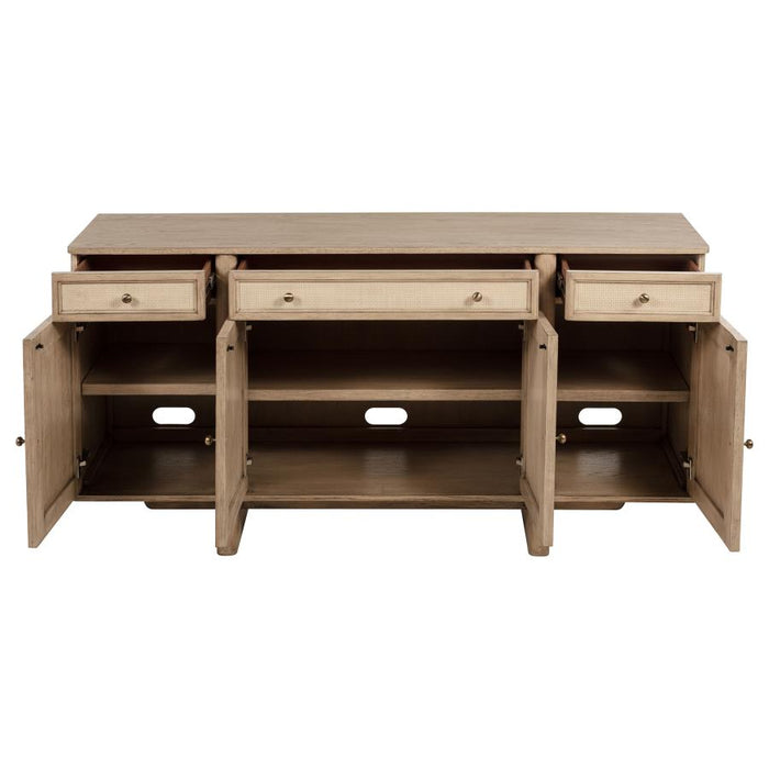 Coaster Furniture - Kailani 4-Door Cane Sideboard Buffet Cabinet Beige Oak - 109385 - GreatFurnitureDeal