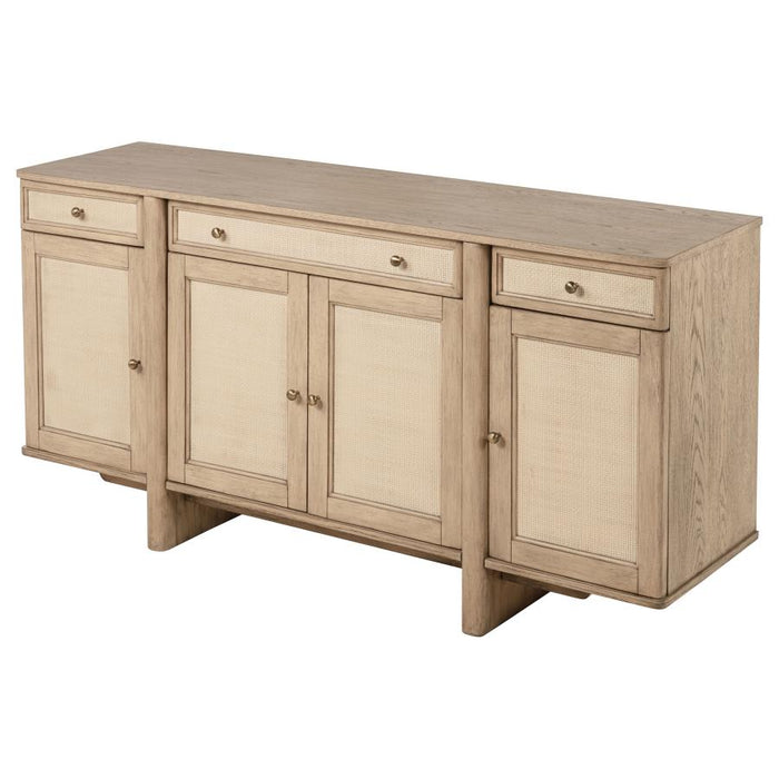 Coaster Furniture - Kailani 4-Door Cane Sideboard Buffet Cabinet Beige Oak - 109385 - GreatFurnitureDeal