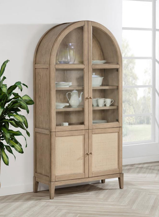 Coaster Furniture - Kailani 4-Door Cane Dining Vitrine Display Cabinet Beige Oak - 109386 - GreatFurnitureDeal