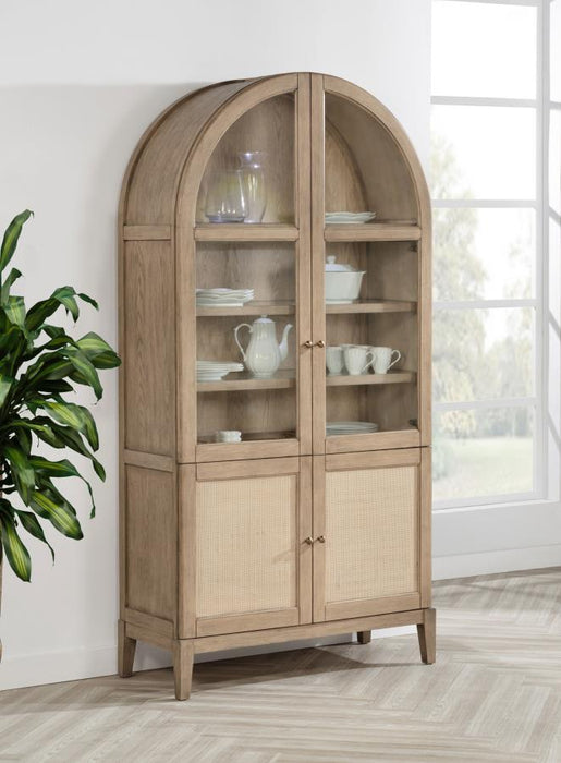 Coaster Furniture - Kailani 4-Door Cane Dining Vitrine Display Cabinet Beige Oak - 109386 - GreatFurnitureDeal