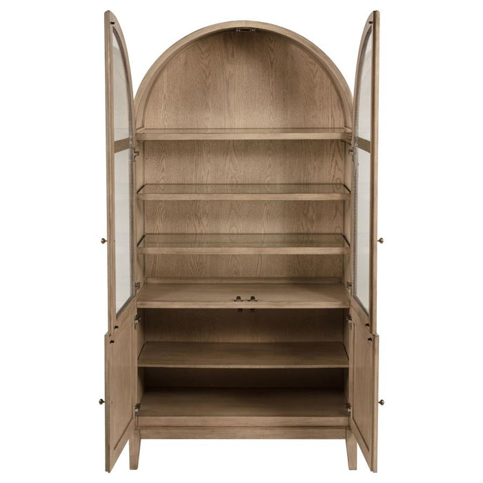 Coaster Furniture - Kailani 4-Door Cane Dining Vitrine Display Cabinet Beige Oak - 109386 - GreatFurnitureDeal