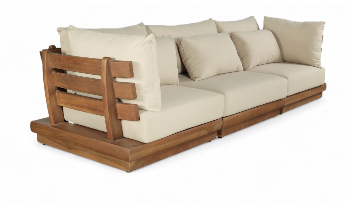 Meridian Furniture - Mirella 113" Tan Water Resistant Fabric Upholstered 3pc. Outdoor Patio Sofa - 111Tan-S3A - GreatFurnitureDeal