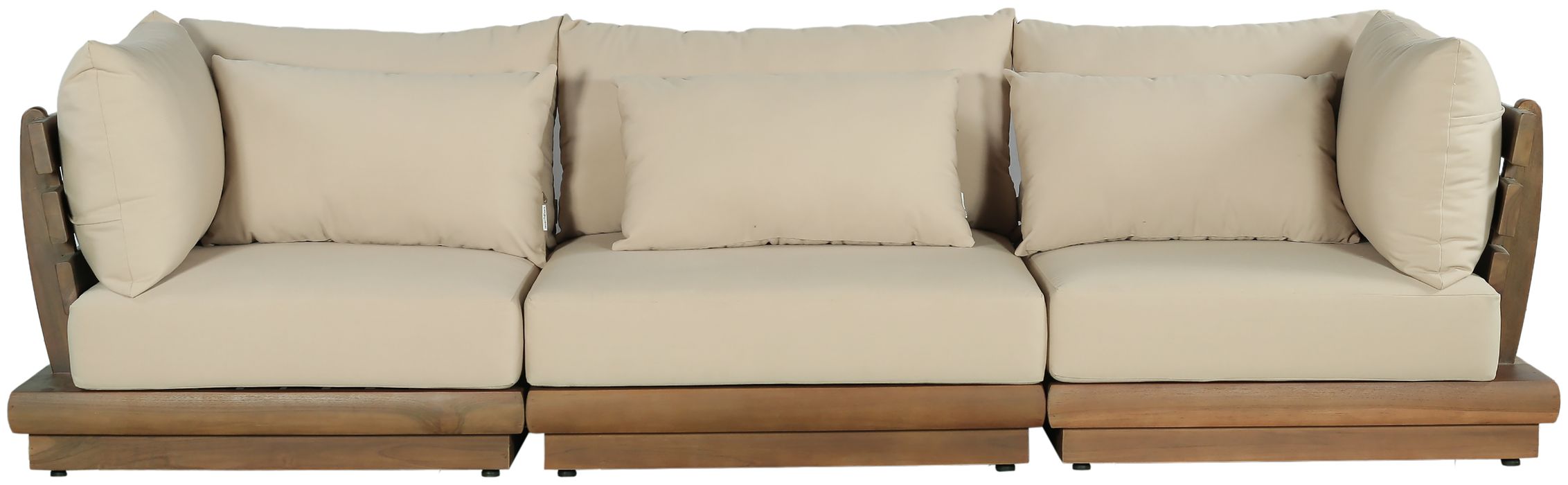 Meridian Furniture - Mirella 113" Tan Water Resistant Fabric Upholstered 3pc. Outdoor Patio Sofa - 111Tan-S3A - GreatFurnitureDeal
