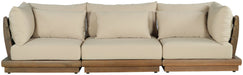 Meridian Furniture - Mirella 113" Tan Water Resistant Fabric Upholstered 3pc. Outdoor Patio Sofa - 111Tan-S3A - GreatFurnitureDeal