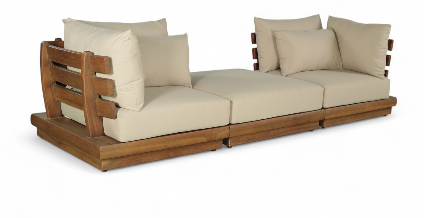 Meridian Furniture - Mirella 113" Tan Water Resistant Fabric Upholstered 3pc. Outdoor Patio Sofa - 111Tan-S3E - GreatFurnitureDeal