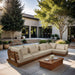 Meridian Furniture - Mirella 150" Tan Water Resistant Fabric Upholstered 5pc. Outdoor Patio Sectional - 111Tan-Sec5B - GreatFurnitureDeal