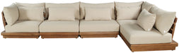 Meridian Furniture - Mirella 150" Tan Water Resistant Fabric Upholstered 5pc. Outdoor Patio Sectional - 111Tan-Sec5B - GreatFurnitureDeal