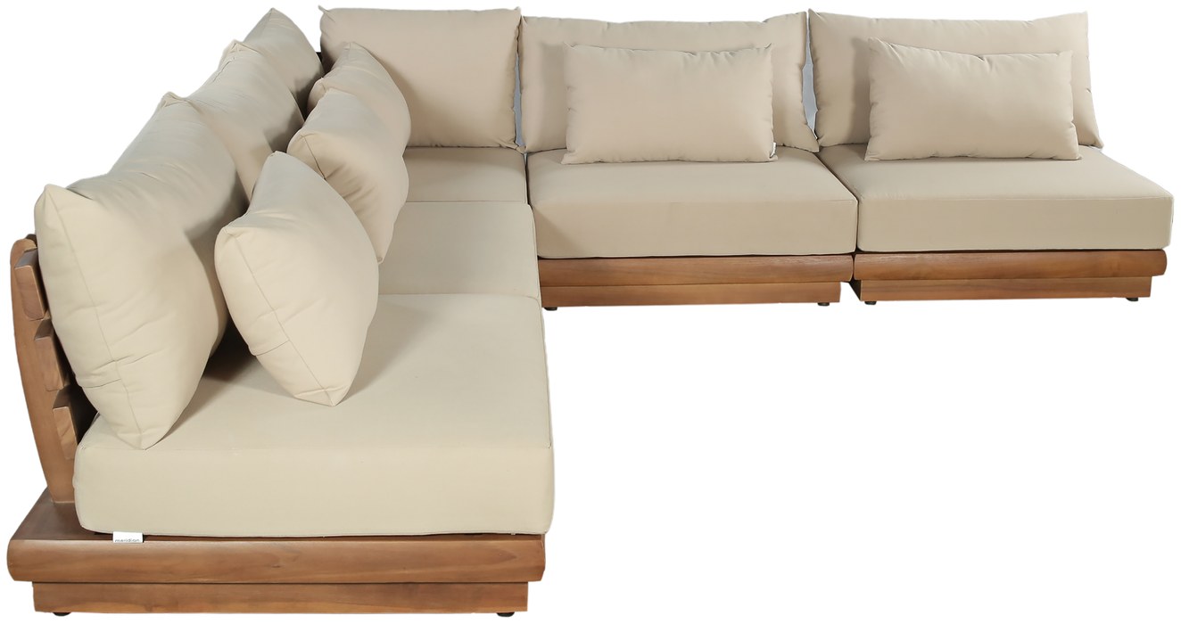 Meridian Furniture - Mirella 112" Tan Water Resistant Fabric Upholstered 5pc. Outdoor Patio Sectional - 111Tan-Sec5D - GreatFurnitureDeal