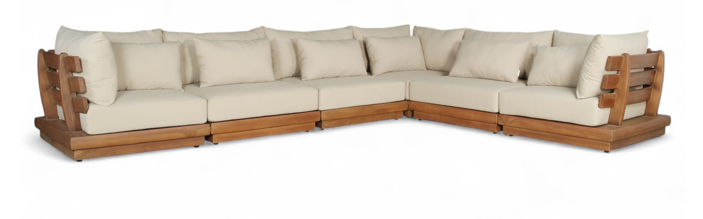 Meridian Furniture - Mirella 150" Tan Water Resistant Fabric Upholstered 6pc. Outdoor Patio Sectional - 111Tan-Sec6A - GreatFurnitureDeal