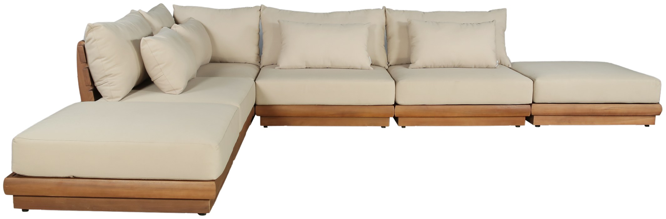 Meridian Furniture - Mirella 149" Tan Water Resistant Fabric Upholstered 6pc. Outdoor Patio Sectional - 111Tan-Sec6E - GreatFurnitureDeal