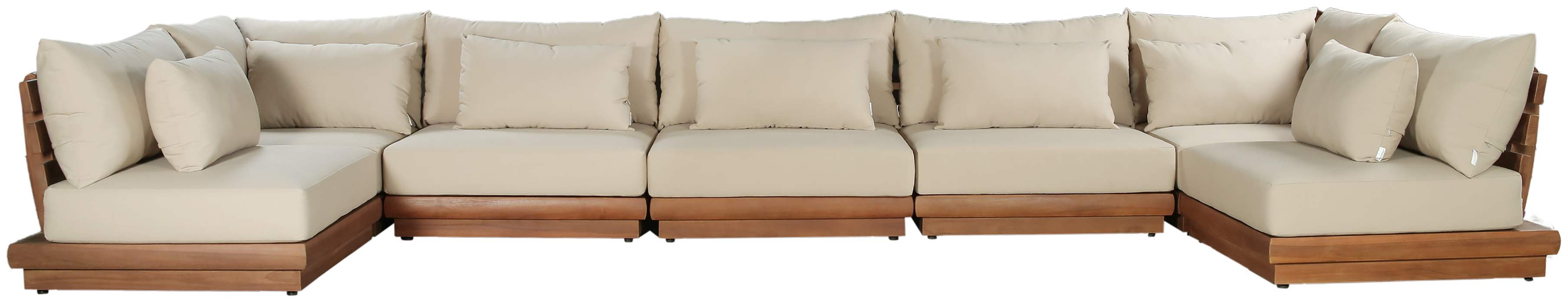 Meridian Furniture - Mirella 187" Tan Water Resistant Fabric Upholstered 7pc. Outdoor Patio Sectional - 111Tan-Sec7B - GreatFurnitureDeal