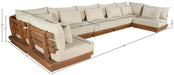 Meridian Furniture - Mirella 187" Tan Water Resistant Fabric Upholstered 7pc. Outdoor Patio Sectional - 111Tan-Sec7B - GreatFurnitureDeal