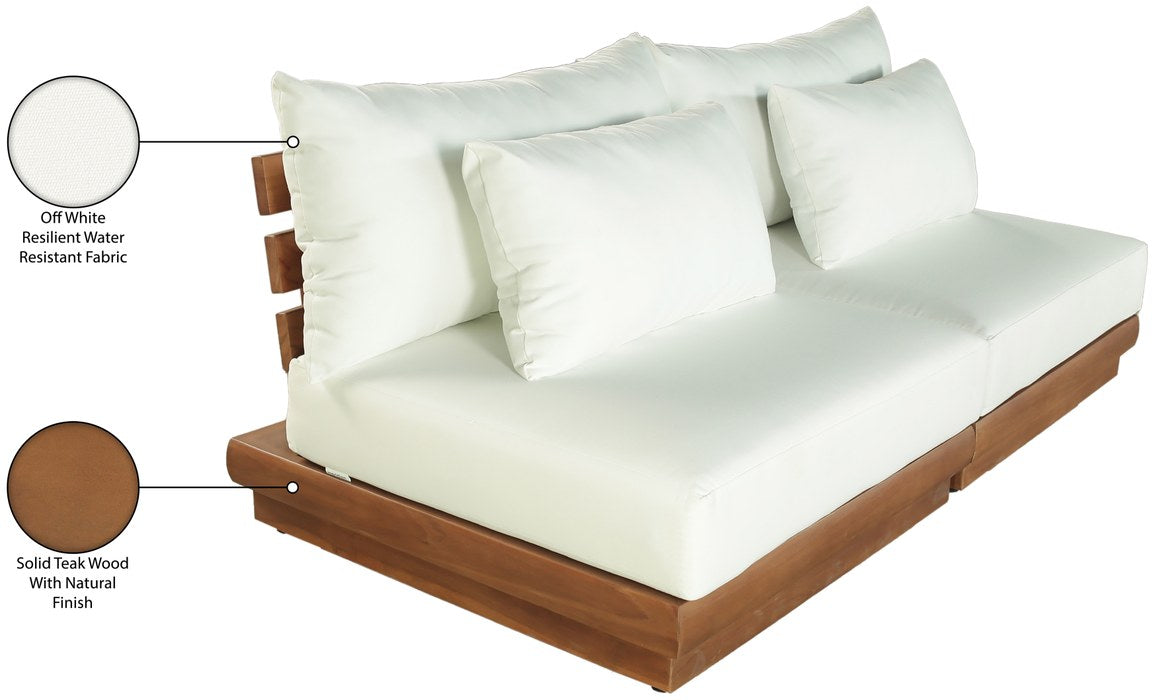 Meridian Furniture - Mirella 74" Off-White Water Resistant Fabric Upholstered 2pc. Outdoor Patio Sofa - 111White-S2B - GreatFurnitureDeal
