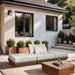 Meridian Furniture - Mirella 111" Off-White Water Resistant Fabric Upholstered 3pc. Outdoor Patio Sofa - 111White-S3C - GreatFurnitureDeal