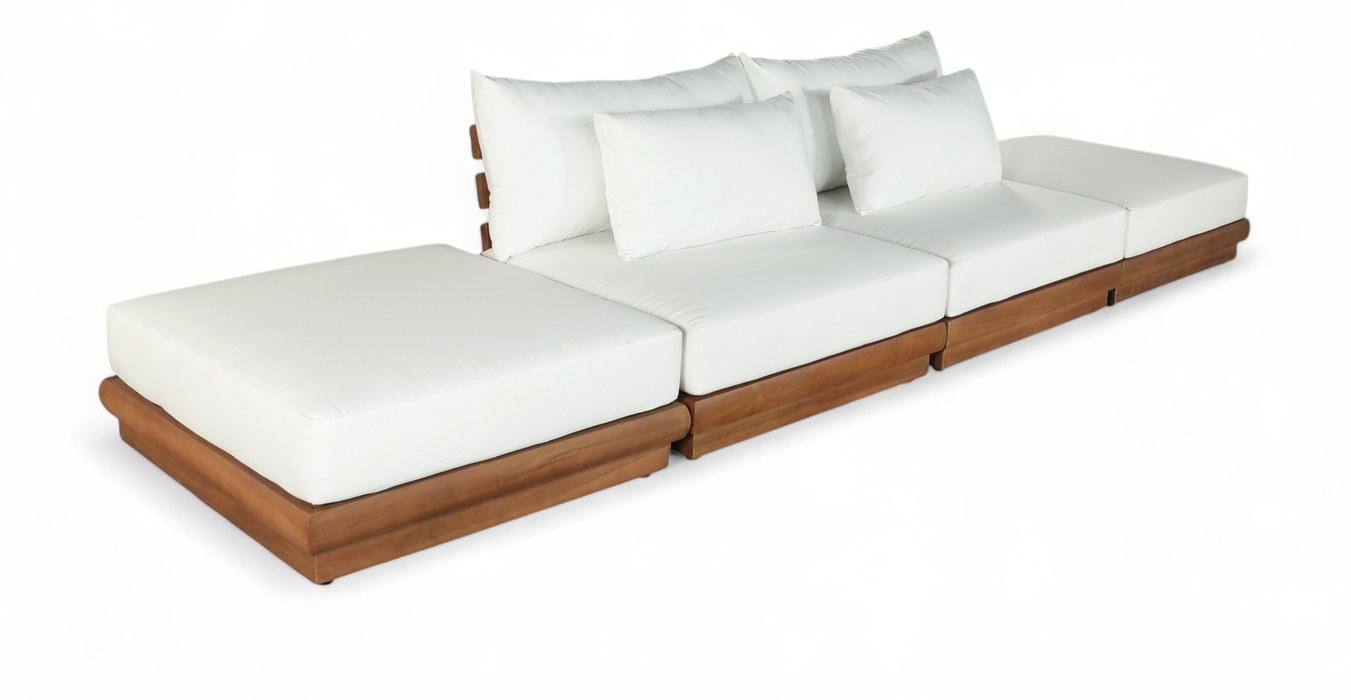 Meridian Furniture - Mirella 148" Off-White Water Resistant Fabric Upholstered 4pc. Outdoor Patio Sofa - 111White-S4C - GreatFurnitureDeal