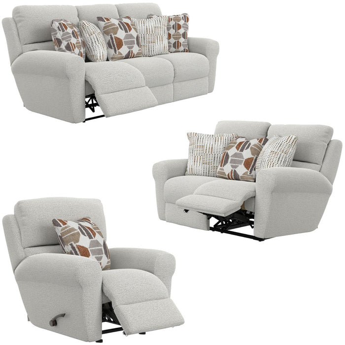 Catnapper - Kellen 3 Piece Power Lay Flat Reclining Living Room Set in Ecru/Morocco - 61131-32-30-ECRU - GreatFurnitureDeal