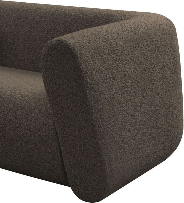 Meridian Furniture - Abbington 91" Brown Boucle Fabric Upholstered Sofa - 113Brown-S - GreatFurnitureDeal