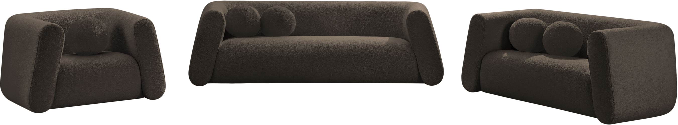 Meridian Furniture - Abbington 91" Brown Boucle Fabric Upholstered Sofa - 113Brown-S - GreatFurnitureDeal