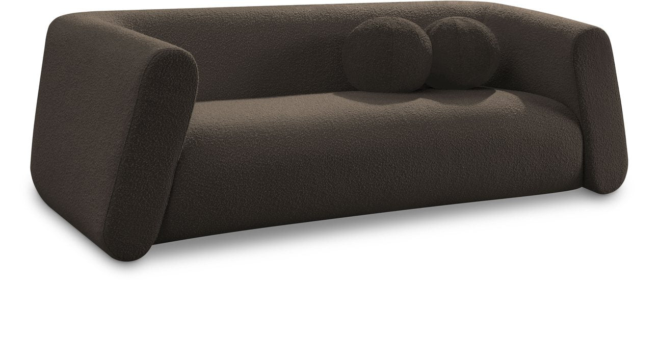 Meridian Furniture - Abbington 91" Brown Boucle Fabric Upholstered Sofa - 113Brown-S - GreatFurnitureDeal