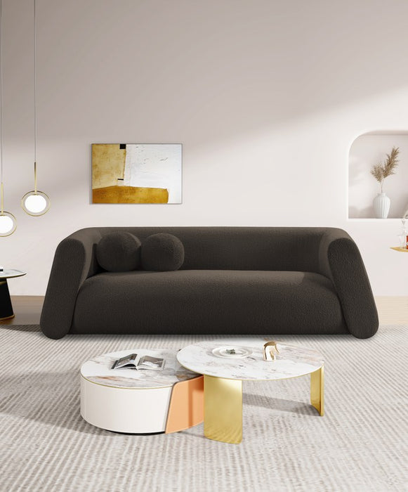 Meridian Furniture - Abbington 91" Brown Boucle Fabric Upholstered Sofa - 113Brown-S - GreatFurnitureDeal