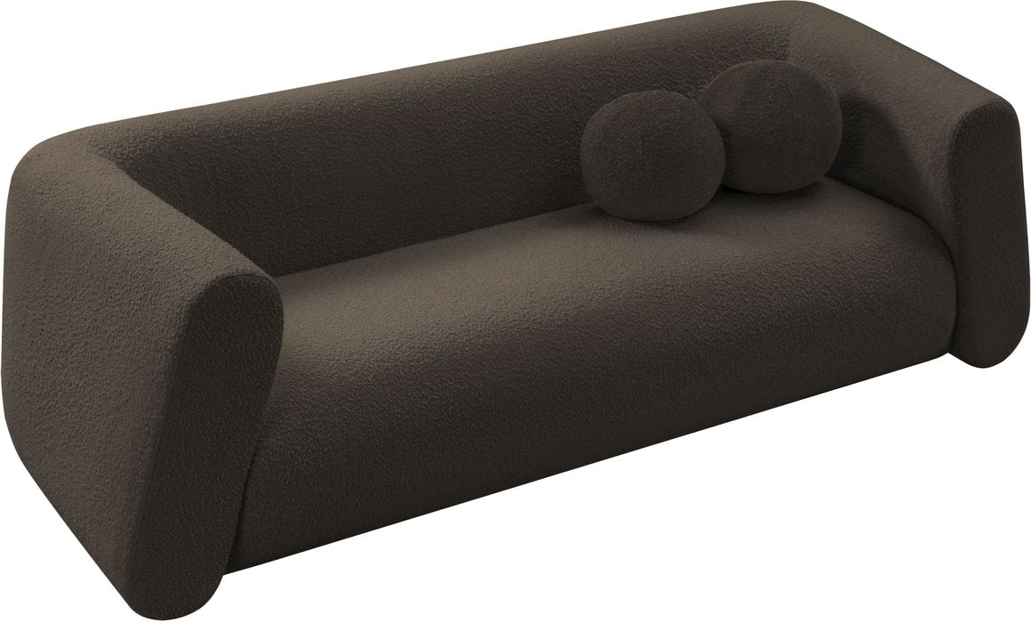 Meridian Furniture - Abbington 91" Brown Boucle Fabric Upholstered Sofa - 113Brown-S - GreatFurnitureDeal