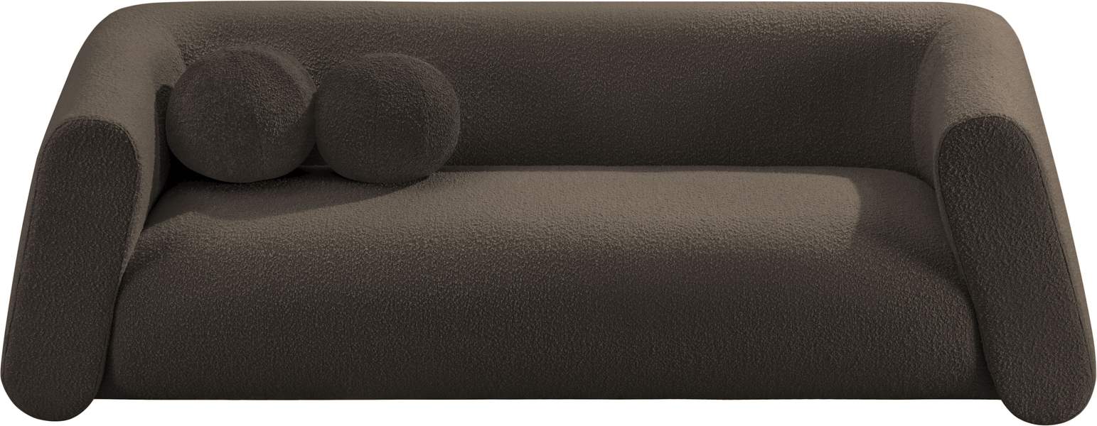 Meridian Furniture - Abbington 91" Brown Boucle Fabric Upholstered Sofa - 113Brown-S - GreatFurnitureDeal