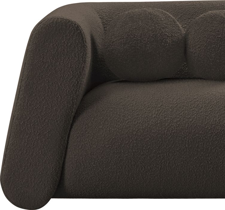 Meridian Furniture - Abbington 91" Brown Boucle Fabric Upholstered Sofa - 113Brown-S - GreatFurnitureDeal
