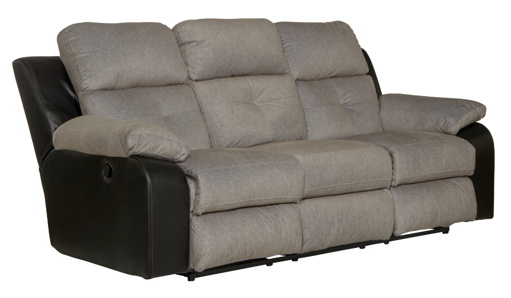 Catnapper - Felix Sofa w/3 Recliners & Drop Down Table in Black/Granite - 11445-BLACK - GreatFurnitureDeal