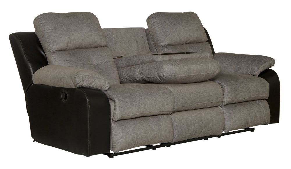 Catnapper - Felix Sofa w/3 Recliners & Drop Down Table in Black/Granite - 11445-BLACK - GreatFurnitureDeal