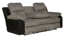 Catnapper - Felix Sofa w/3 Recliners & Drop Down Table in Black/Granite - 11445-BLACK - GreatFurnitureDeal