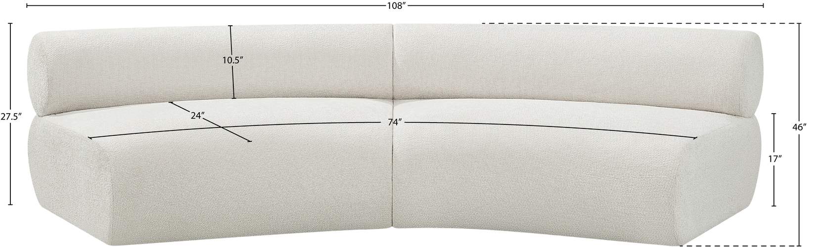 Meridian Furniture - Bale 108" Cream Chenille Fabric Upholstered 2 pc. Sectional - 114Cream-S2A - GreatFurnitureDeal