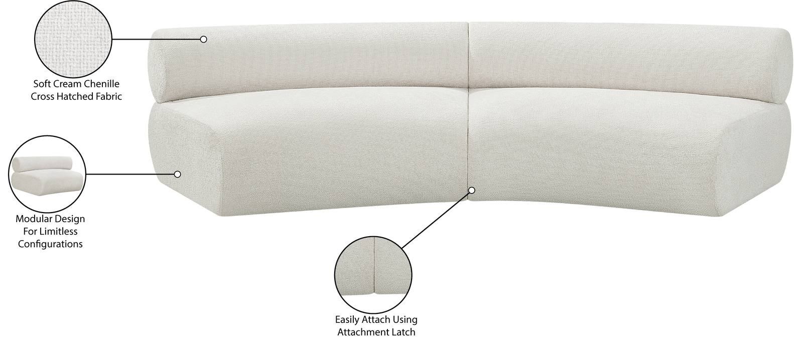 Meridian Furniture - Bale 108" Cream Chenille Fabric Upholstered 2 pc. Sectional - 114Cream-S2A - GreatFurnitureDeal