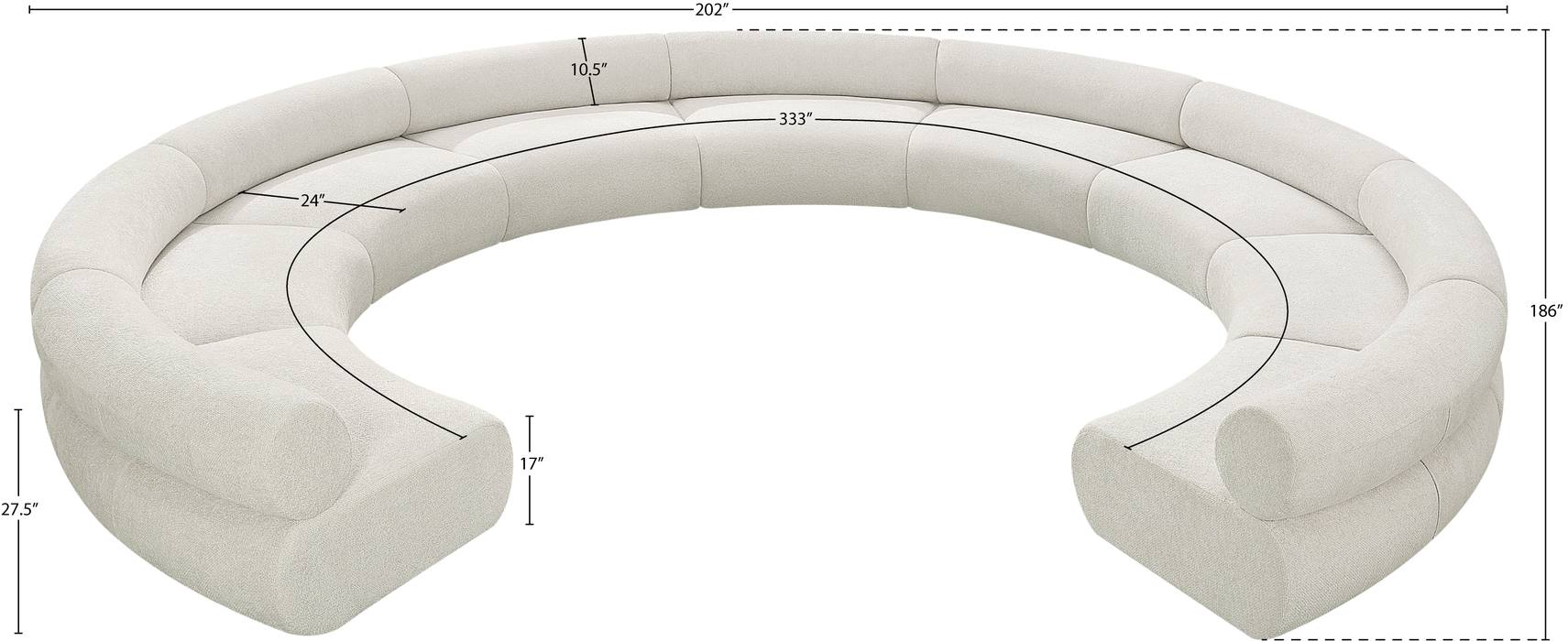 Meridian Furniture - Bale 202" Cream Chenille Fabric Upholstered 9 pc. Sectional - 114Cream-S9A - GreatFurnitureDeal
