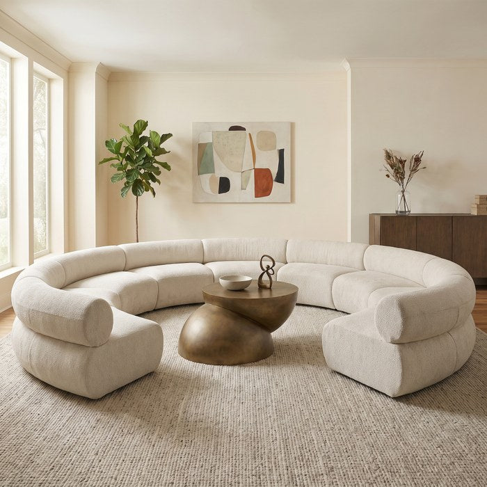Meridian Furniture - Bale 202" Cream Chenille Fabric Upholstered 9 pc. Sectional - 114Cream-S9A - GreatFurnitureDeal