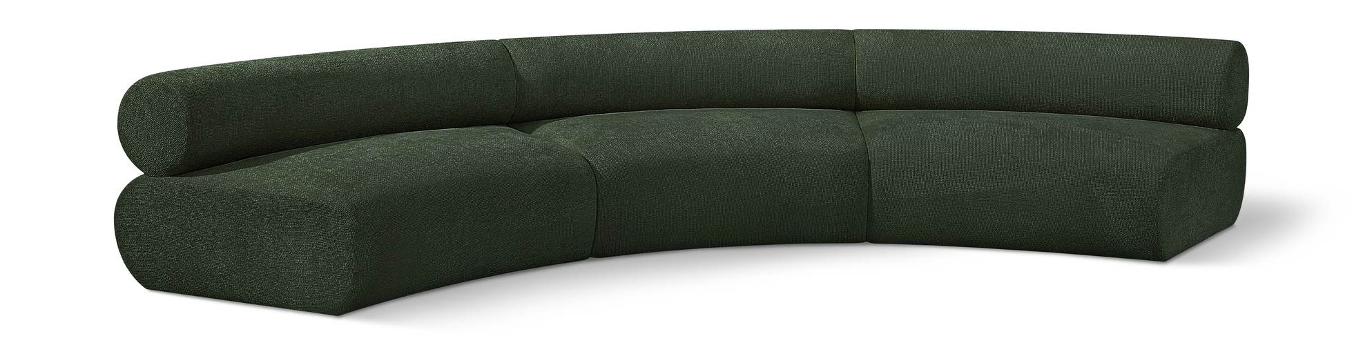 Meridian Furniture - Bale 152" Green Chenille Fabric Upholstered 3 pc. Sectional - 114Green-S3A - GreatFurnitureDeal