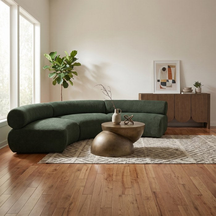 Meridian Furniture - Bale 152" Green Chenille Fabric Upholstered 3 pc. Sectional - 114Green-S3A - GreatFurnitureDeal