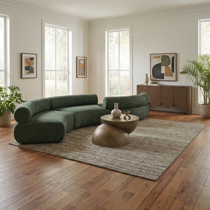 Meridian Furniture - Bale 202" Green Chenille Fabric Upholstered 4 pc. Sectional - 114Green-S4B - GreatFurnitureDeal