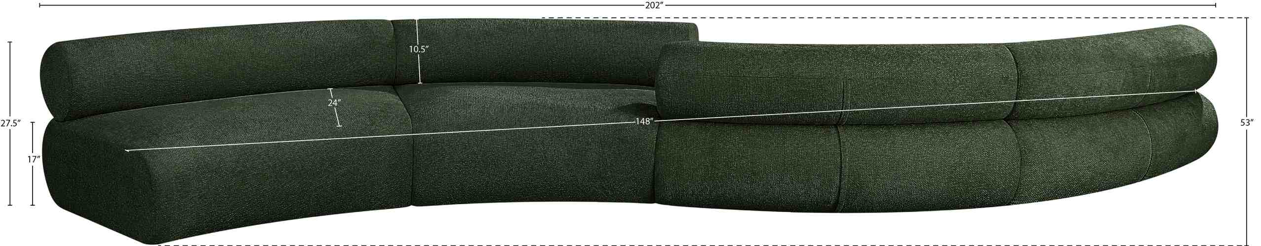 Meridian Furniture - Bale 202" Green Chenille Fabric Upholstered 4 pc. Sectional - 114Green-S4B - GreatFurnitureDeal