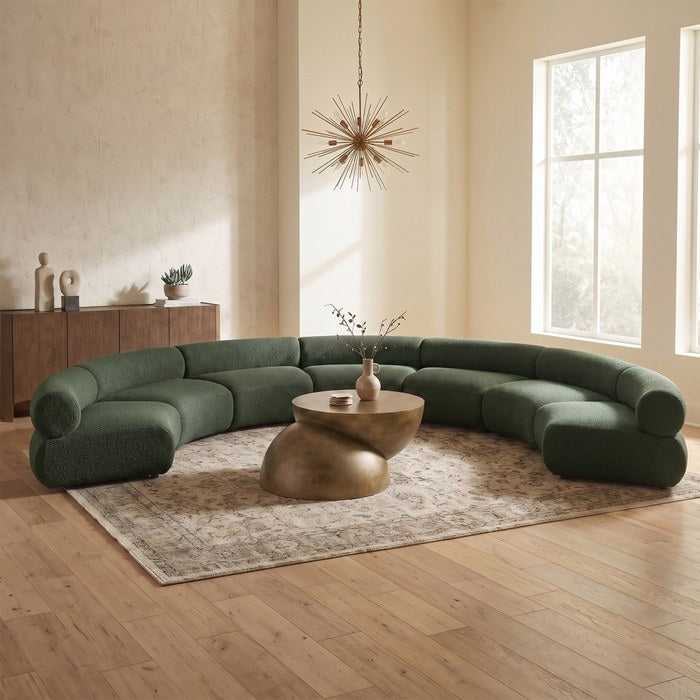 Meridian Furniture - Bale 202" Green Chenille Fabric Upholstered 7 pc. Sectional - 114Green-S7A - GreatFurnitureDeal